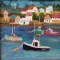 maine boats and town, sandi hester, 8×8&nbsp;oil