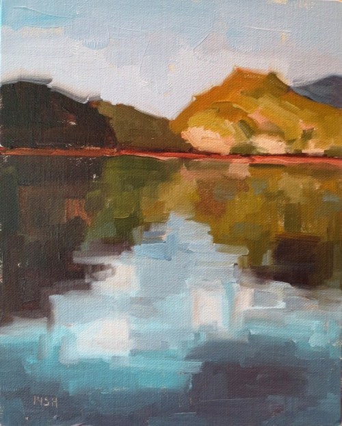 Mountain Reflections, 5x7 oil, sandi hester