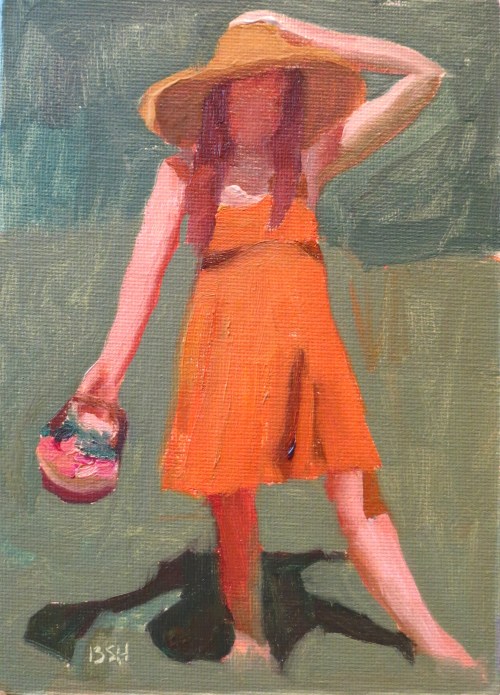 Basket of Flowers, 5x7, oil, sandi hester